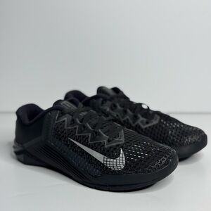 Nike Metcon 6 Shoes Men’s Size 6 Black Metallic Silver Training Crossfit Shoes
